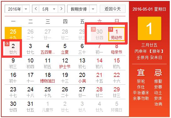 2016年五一股市休市安排:股市休市安排表